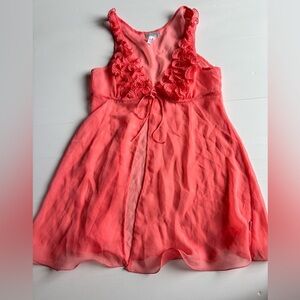La Senza Coral Pink Mesh Ruffle Lingerie Medium